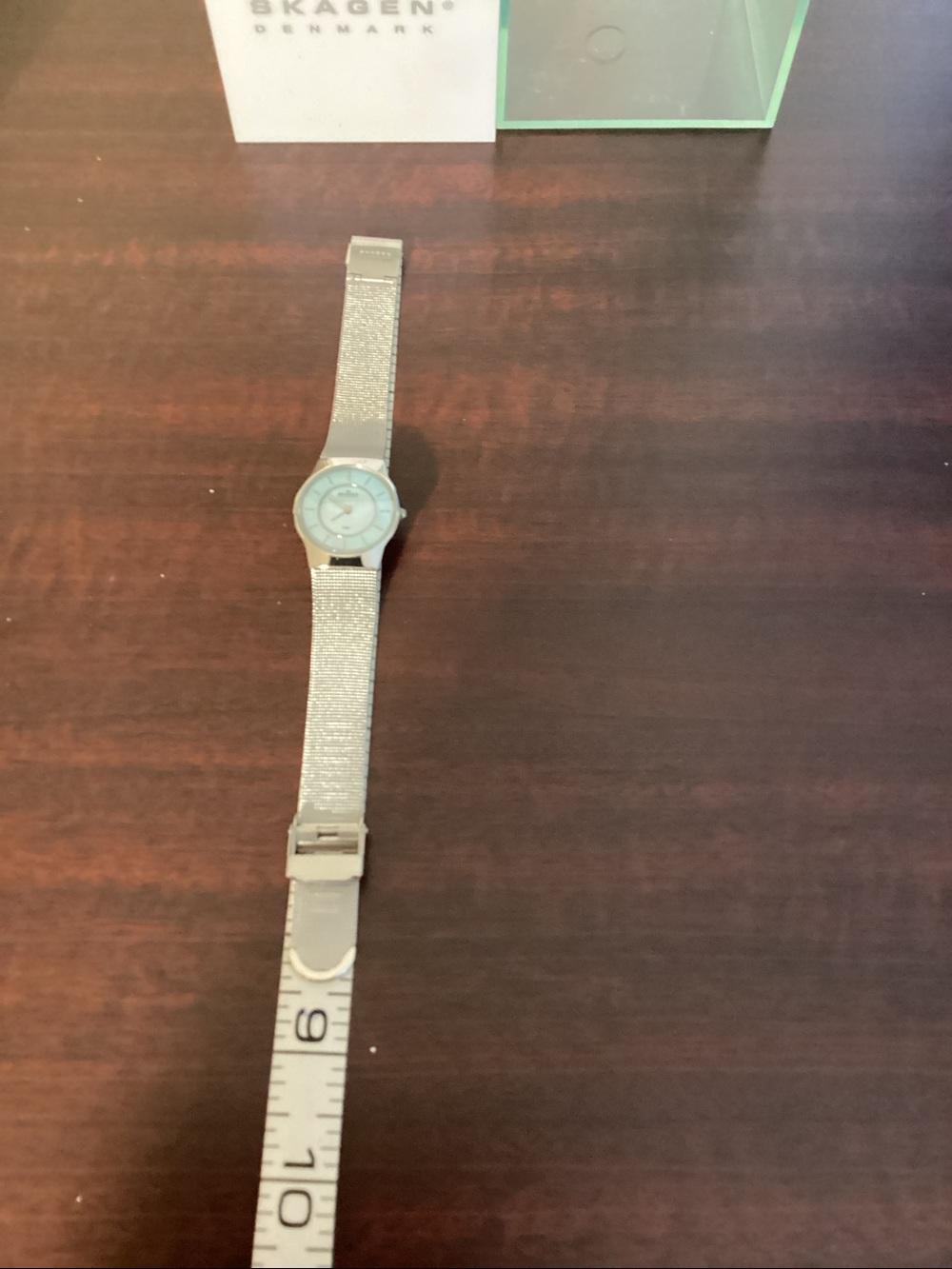 Skagen Silver Mesh Watch with Pale Blue Dial - Picture 10 of 12